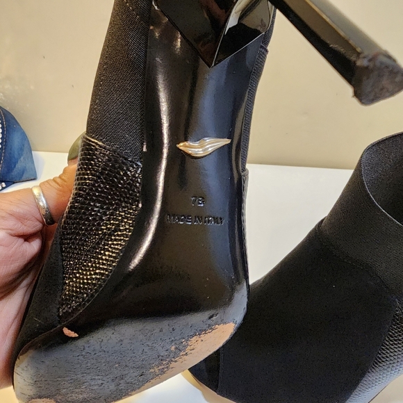 Diane Von Furstenberg Stylish Black Peep-Toe High Heeled Booties Size 7B - Picture 6 of 14